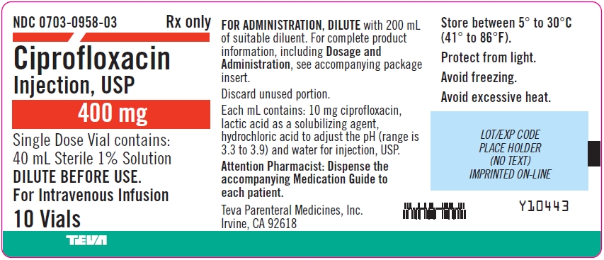Ciprofloxacin Injection USP 400 mg, 10 Vial Tray Label