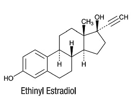 This is an image of the structural formula for ethinyl estradiol.