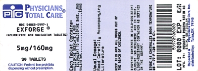 image of package label for 5/160 mg tablets