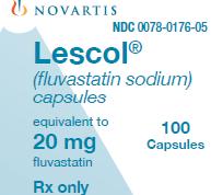 PRINCIPAL DISPLAY PANEL
Package Label – 20 mg
Rx Only		NDC 0078-0176-05
Lescol® (fluvastatin sodium) capsules
equivalent to 20 mg fluvastatin
100 Capsules