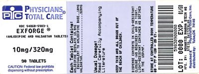image of package label for 10/320 mg tablets
