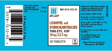 Lisinopril and Hydrochlorothiazide Tablets 10 mg/12.5 mg Bottles