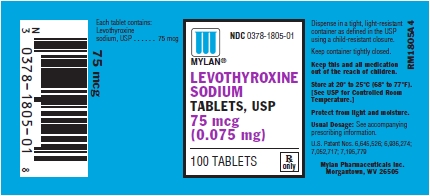 Levothyroxine Sodium Tablets 75 mcg (0.075 mg) Bottles