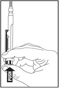 To release plunger rod, grasp syringe and depress rod until it releases from the syringe.