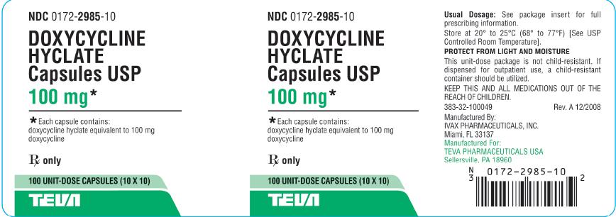 Doxycycline capsules 100 mg 100s carton