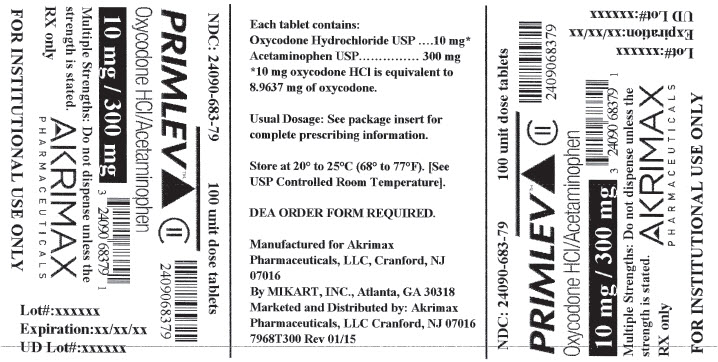 NDC:24090-683-79 100 unit dose tablets PRIMLEV Oxycodone HCI/Acetaminophen 10 mg / 300 mg