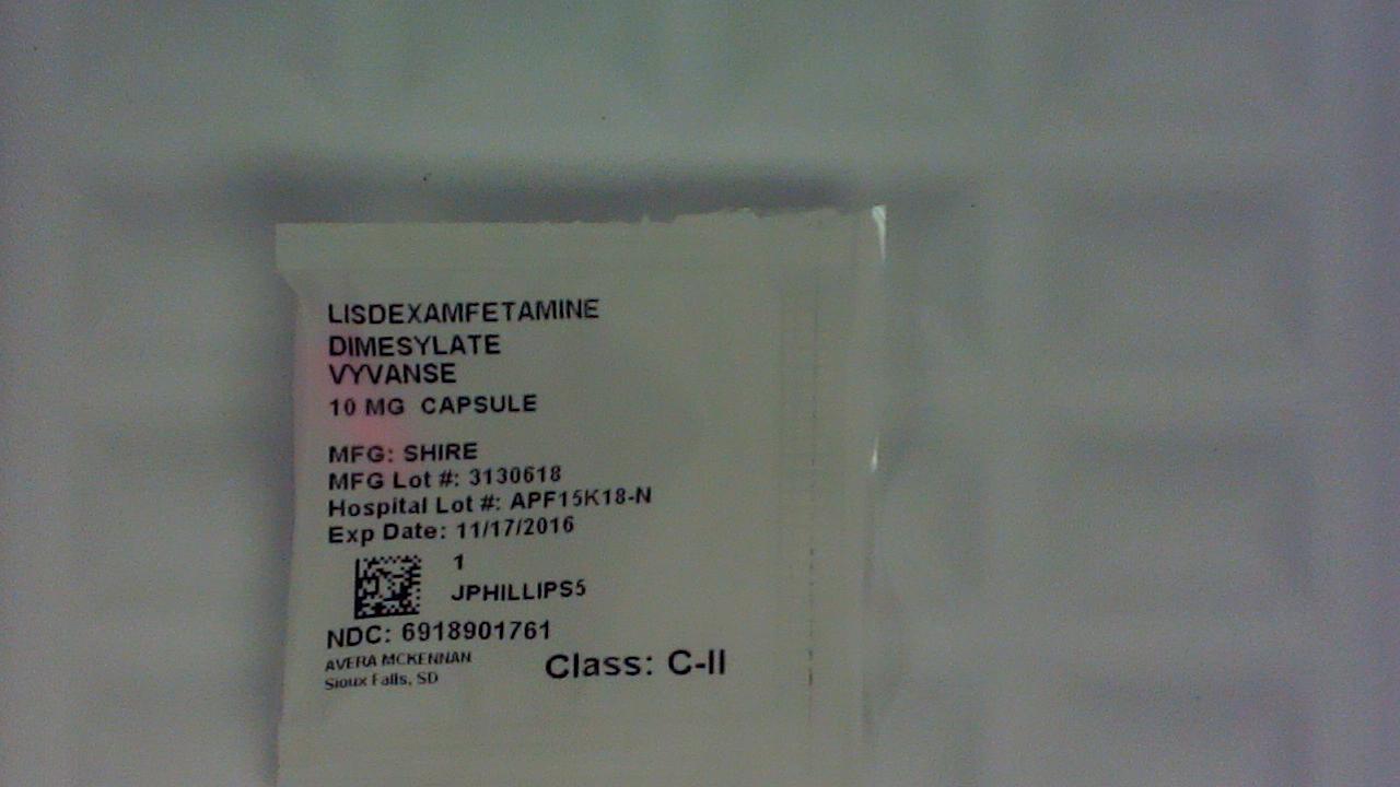 Lisdexamfetamine 10 mg capsule label
