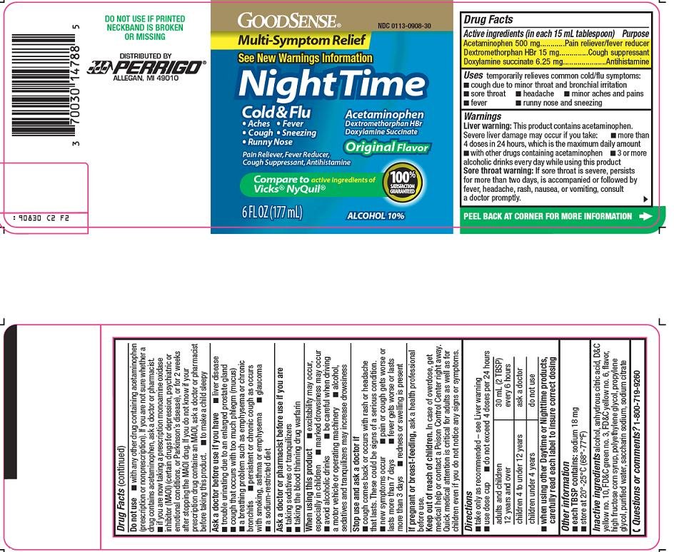 Night Time Cold and Flu Liquid Label