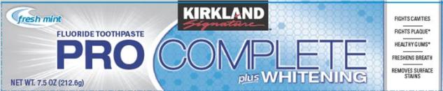Kirkland Signature Pro Complete plue Whitening carton