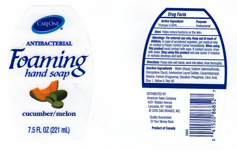 IMAGE OF CAREONE ANTIBACTERIAL FOAMING HAND SP CUCUMBER AND MELON