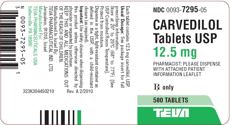 Carvedilol Tablets USP 12.5 mg 500s Label