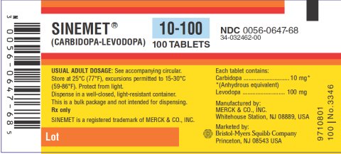 sinemet 10-100mg label