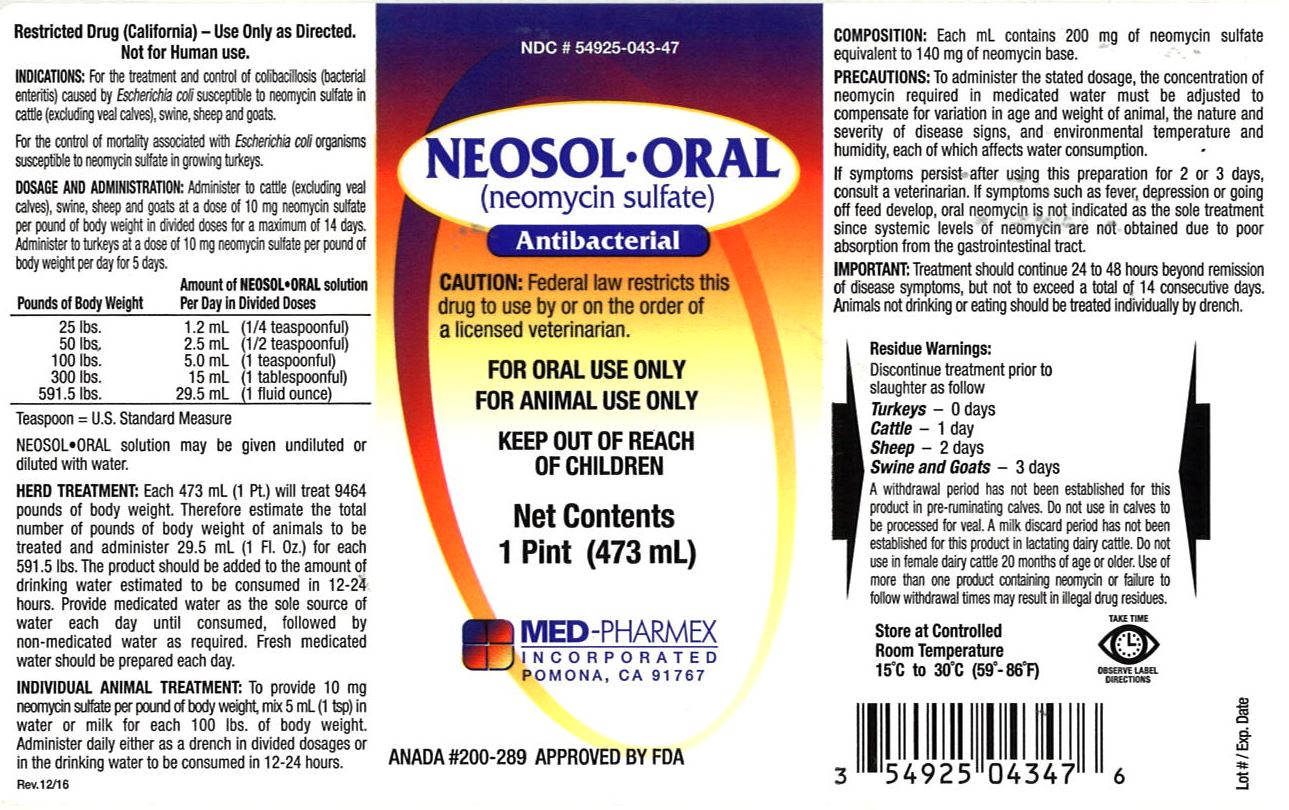 MPX Neosol-Oral 1 pint label
