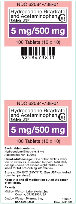 Hydrocodone Bitartrate and Acetaminophen tablets 5 mg/500 mg label