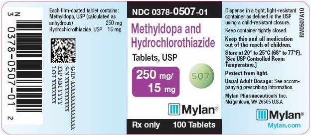 Methyldopa and Hydrochlorothiazide Tablets 250 mg/15 mg Bottle Label