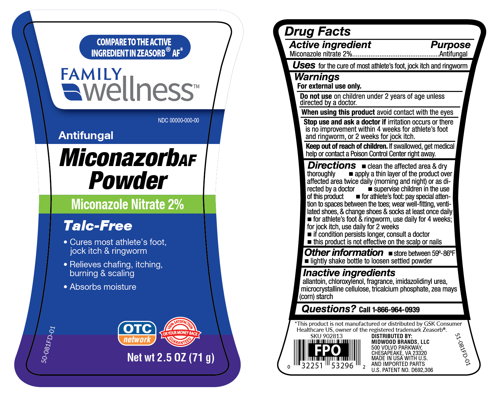 miconazorb anti-fungal powder talc-free