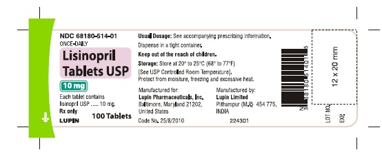 Lisinopril Tablets USP, 10 mg-100s-pith