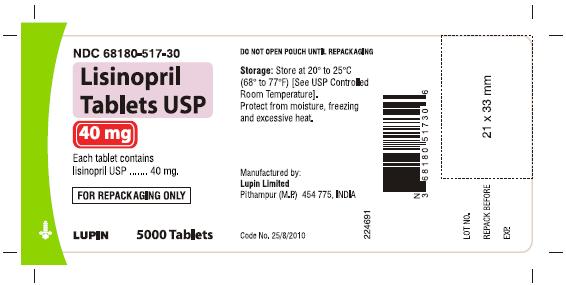 Lisinopril Tablets USP, 40 mg-Bulk Pack