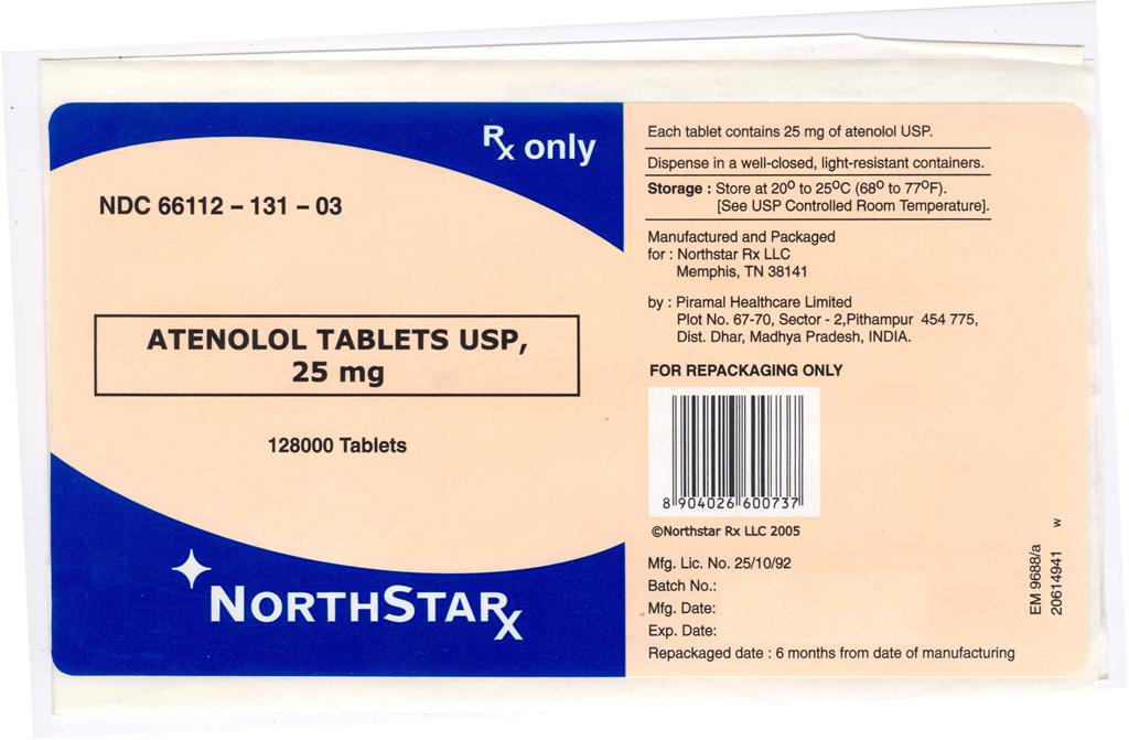 Principal Display Panel Atenolol Tablets USP, 25 mg - 128000's pack