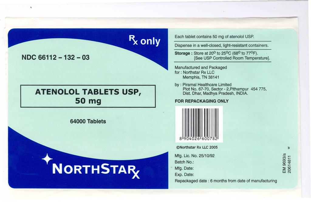 Principal Display Panel Atenolol Tablets USP, 50 mg - 64000's pack