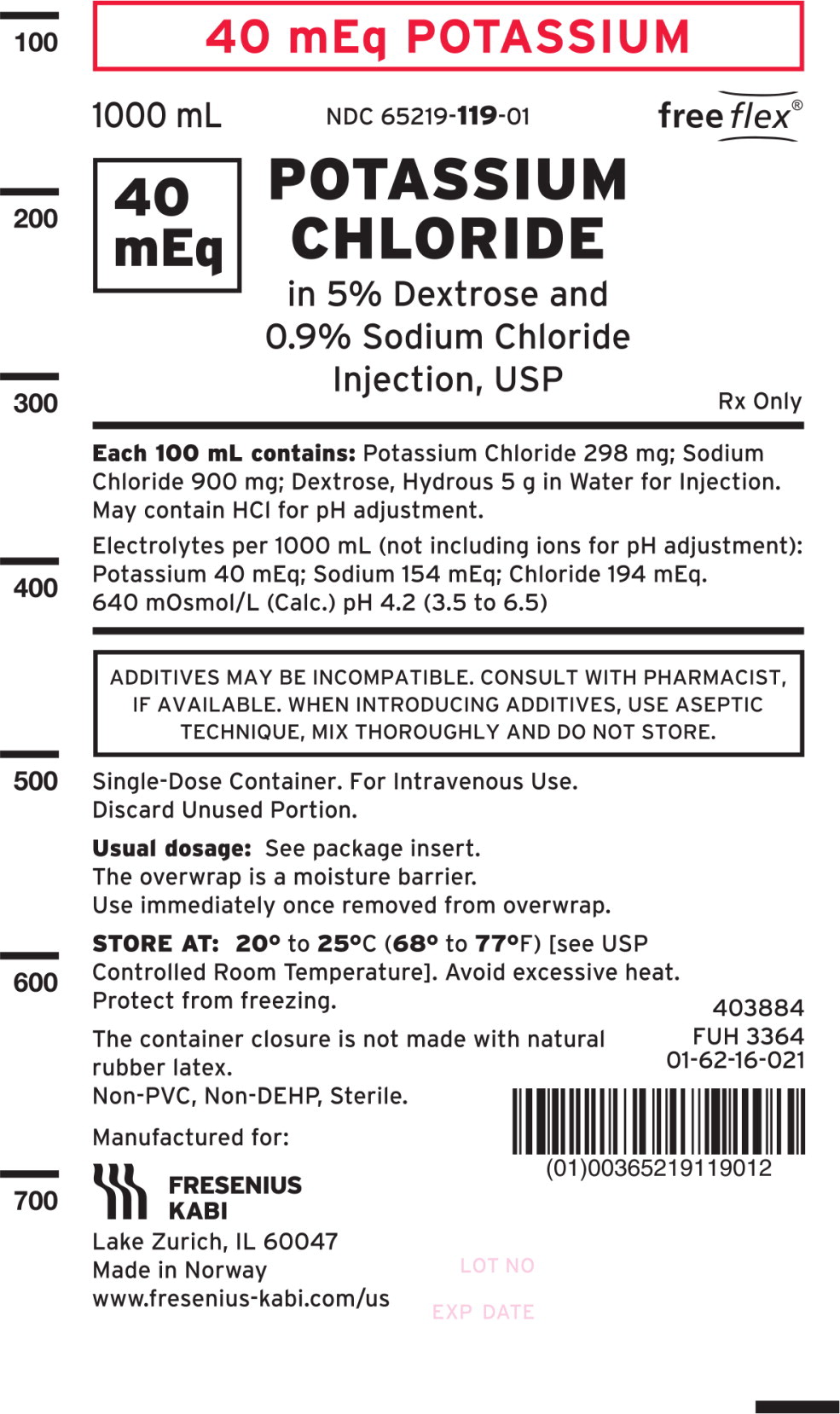 PACKAGE LABEL - PRINCIPAL DISPLAY – Potassium Chloride in 5% Dextrose and 0.9% Sodium Chloride Injection, UPS Bag Label
