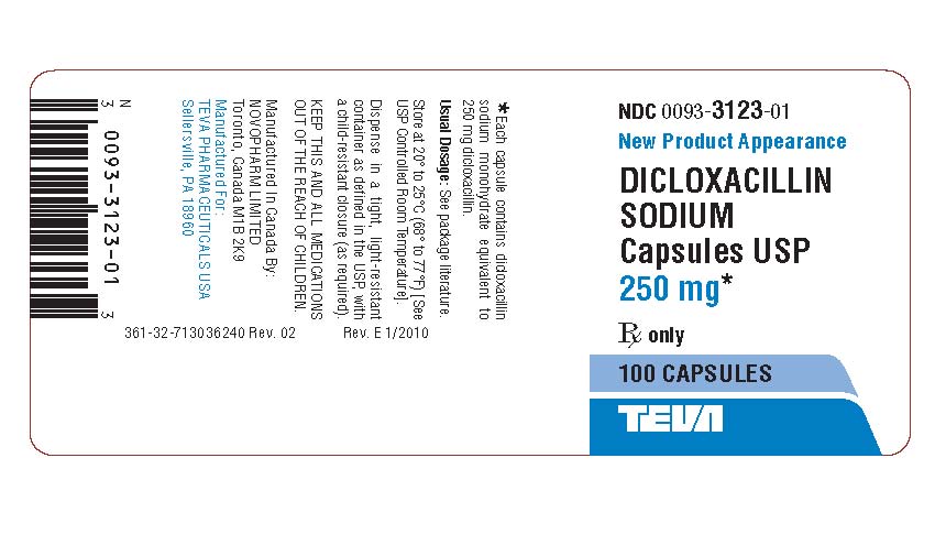 Dicloxacillin Sodium Capsules 250 mg 100s Label