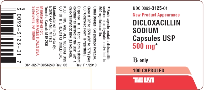 Dicloxacillin Sodium Capsules 500 mg 100s Label