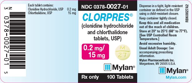 CLORPRES® (clonidine hydrochloride and chlorthalidone tablets, USP) 0.2 mg/15 mg Bottle Label