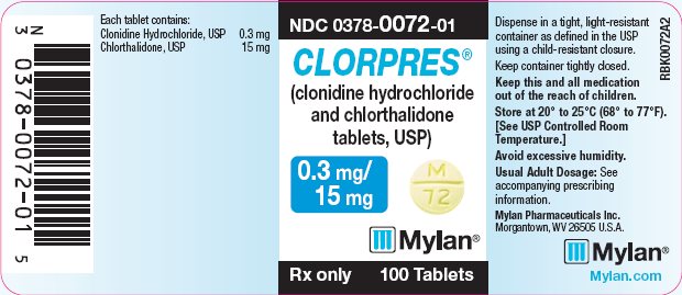 CLORPRES® (clonidine hydrochloride and chlorthalidone tablets, USP) 0.3 mg/15 mg Bottle Label