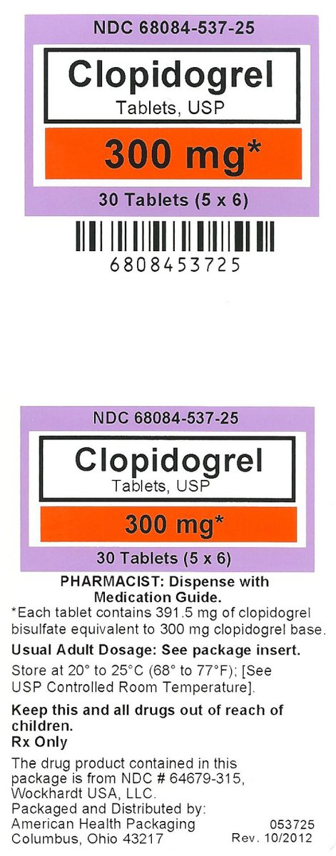 Clopidogrel Tablets, USP 300 mg label