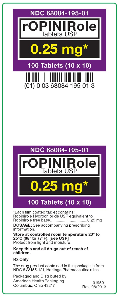 Ropinirole 0.25 mg Tablet Label 