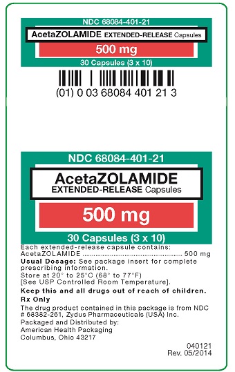 Acetazolamide Carton 500 mg Carton Label