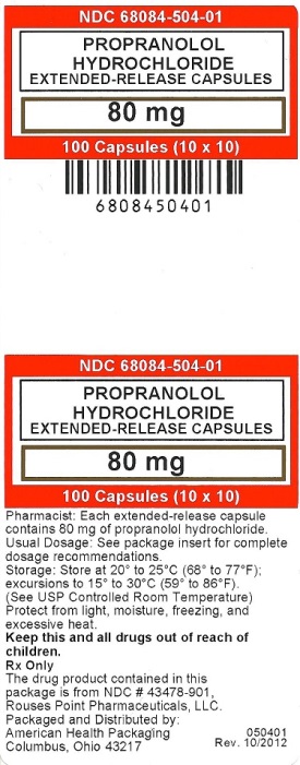Propranolol Hydrochloride Extended-Release Capsules 80 mg label