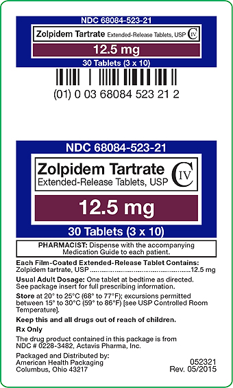 Zolpidem Tartrate Extended-Release Tablets 12.5 mg Carton Label