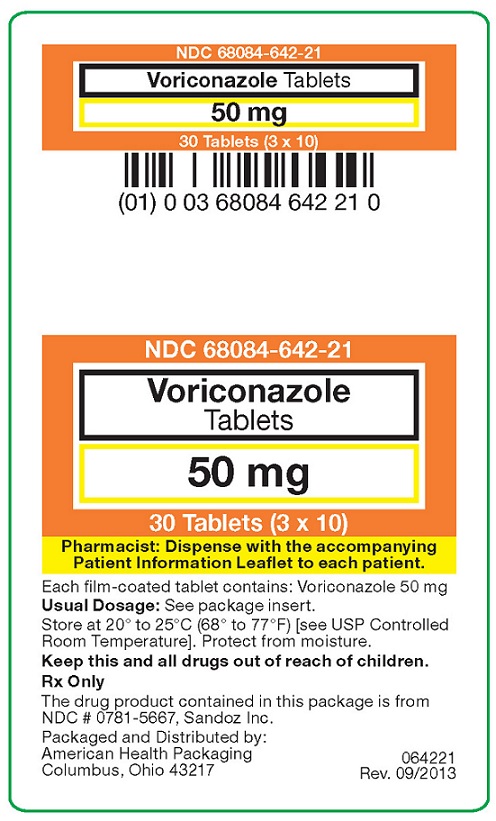 Voriconazole tablets 50 mg label