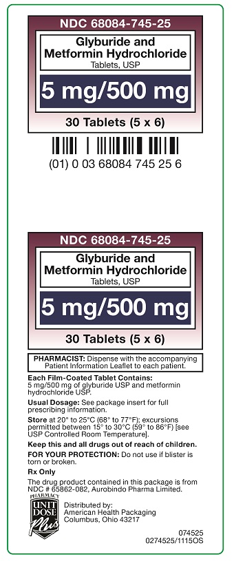 5 mg/500 mg Glyburide/Metformin HCL Tablet Carton