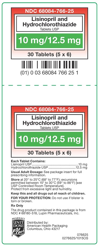 10 mg/12.5mg Lisinopril and Hydrochlorothiazide Carton
