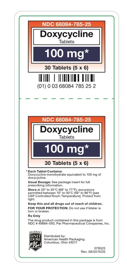 Doxycycline Tablets 100 mg label
