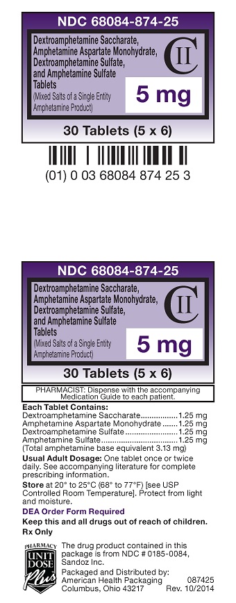5 mg Mixed Salts of a Single Entity Amphetamine Product Carton