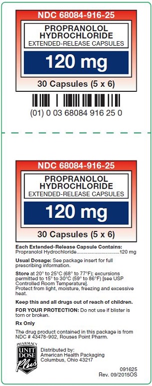 Propranolol Hydrochloride Extended-Release Capsules 120 mg label