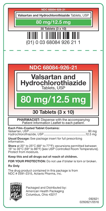 80 mg/ 12.5 mg Valsartan/HCTZ Tablets Carton
