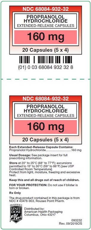 Propranolol Hydrochloride Extended-Release Capsules 160 mg label