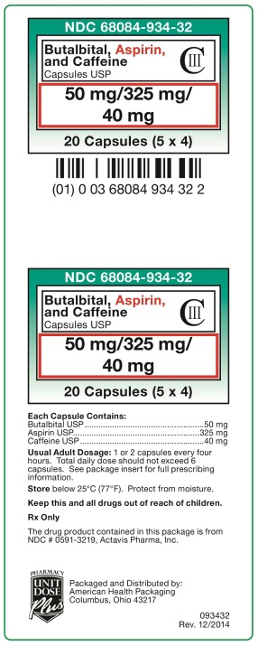 Butalbital Aspirin Caffeine Capsules 50/325/40mg Label