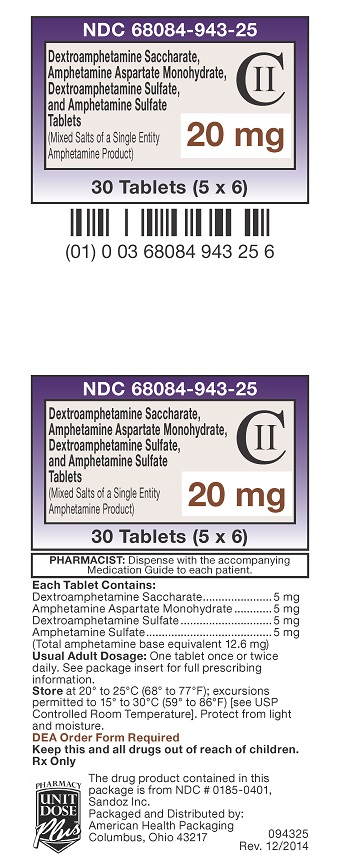 20 mg Mixed Salts of a Single Entity Amphetamine Product Carton