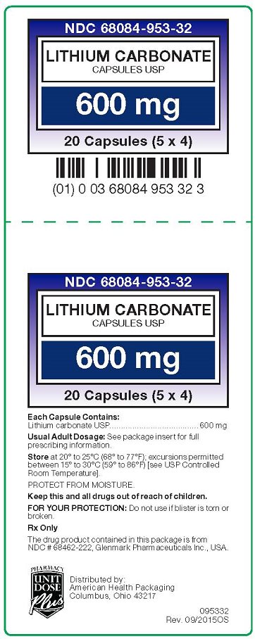 Lithium Carbonate Capsules USP 600 mg Label