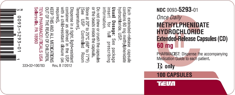 Methylphenidate Hydrochloride Extended-Release Capsules (CD) 60 mg 100s Label