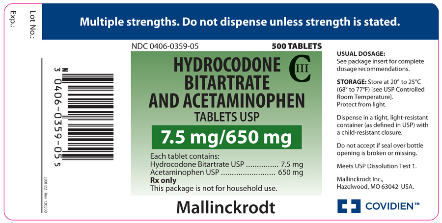 Principal Display Panel - 7.5 mg/650 mg bottle
