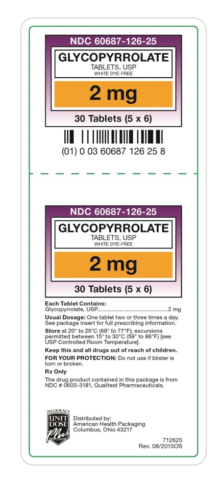 Glycopyrrolate Tablets, USP White Dye-Free 2 mg label