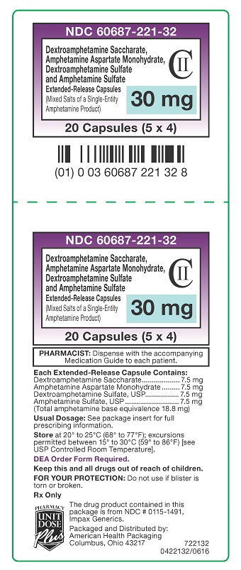 30 mg Dextroamphetamine-Amphet Salts Capsules Carton