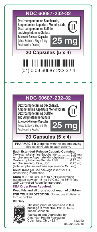25 mg Dextroamphetamine-Amphet Salts Capsules Carton